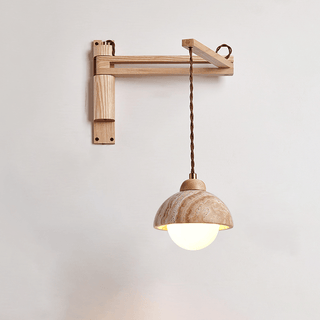 Travertine Swing Arm Wall Sconce-Neutral Decor