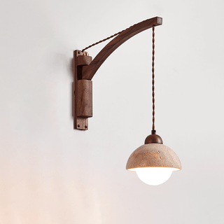 Travertine Swing Arm Wall Sconce-Neutral Decor