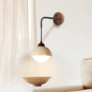 Travertine Swing Arm Wall Sconce-Neutral Decor