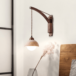 Travertine Swing Arm Wall Sconce-Neutral Decor