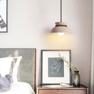Travertine Wooden Bead Pendant Lamp-Neutral Decor