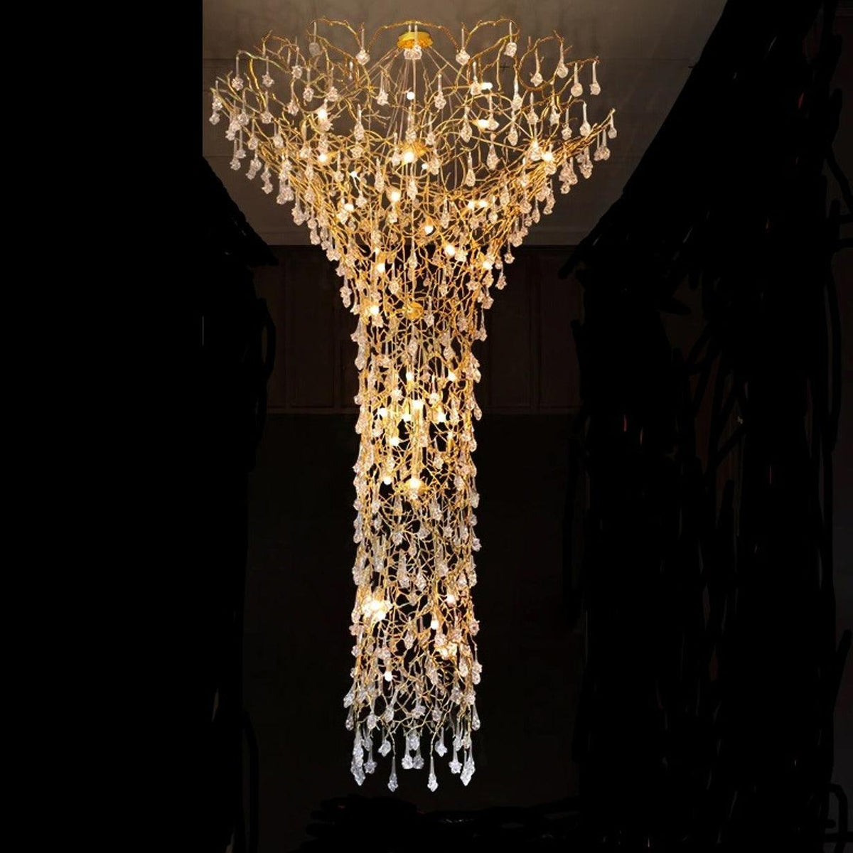Ivariane Lustre Laiton Cristal Forme Branche d'Arbre et Échelle