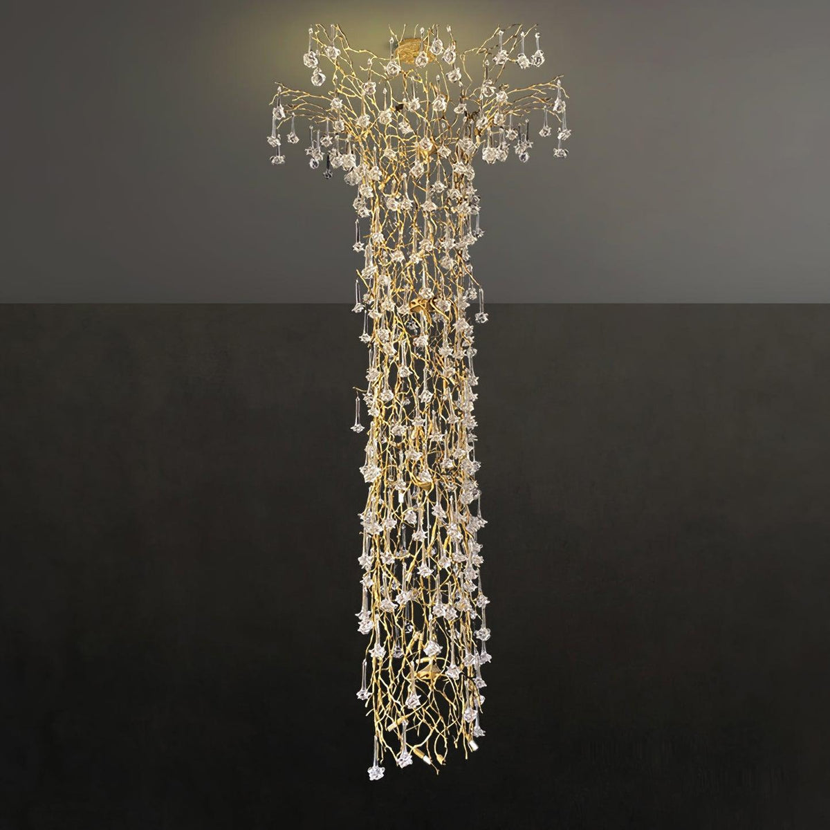 Ivariane Lustre Laiton Cristal Forme Branche d'Arbre et Échelle