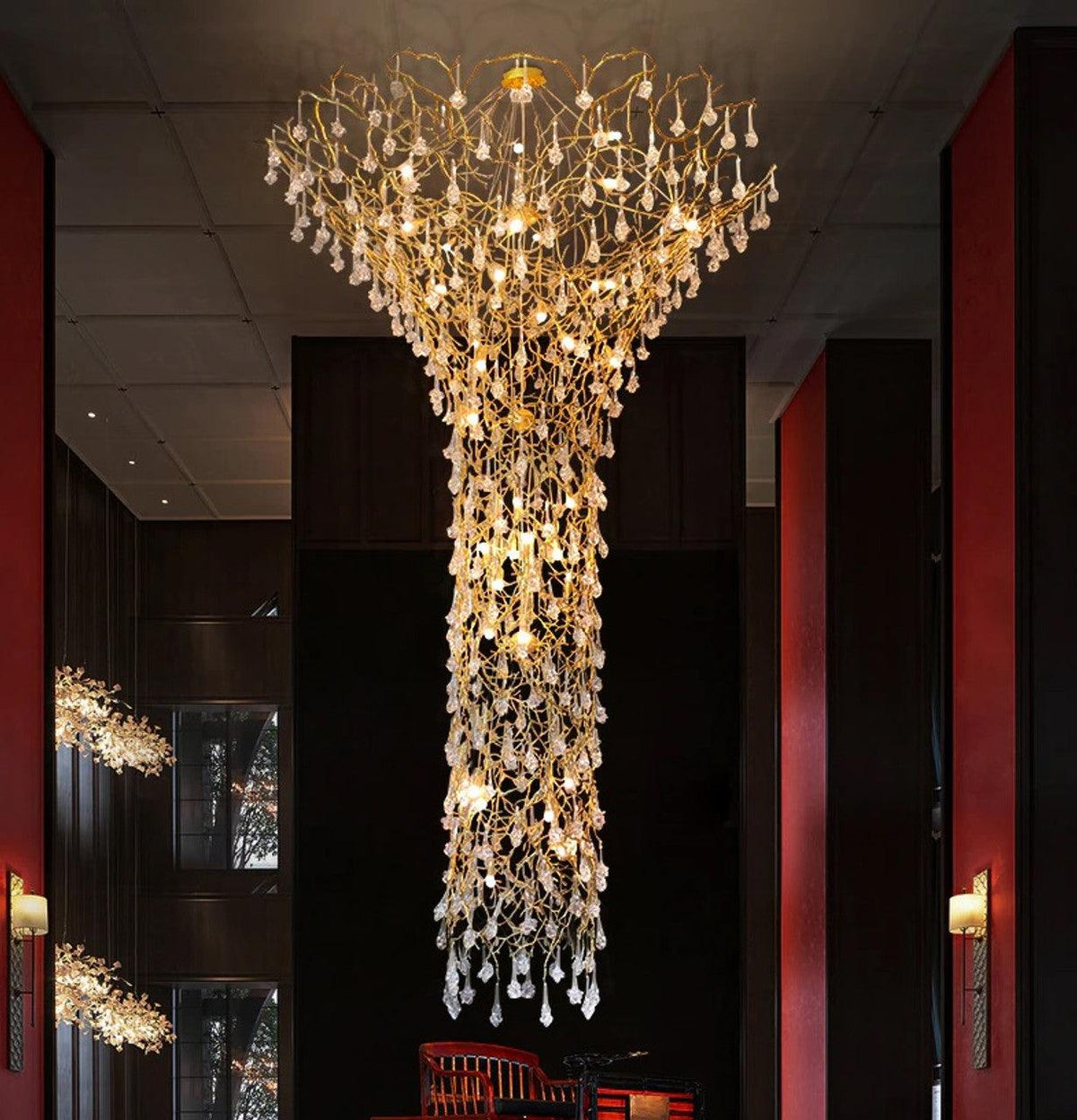 Ivariane Lustre Laiton Cristal Forme Branche d'Arbre et Échelle