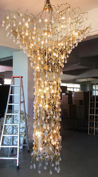 Abeleisa Lustre Laiton Cristal Forme Branche d'Arbre et Échelle