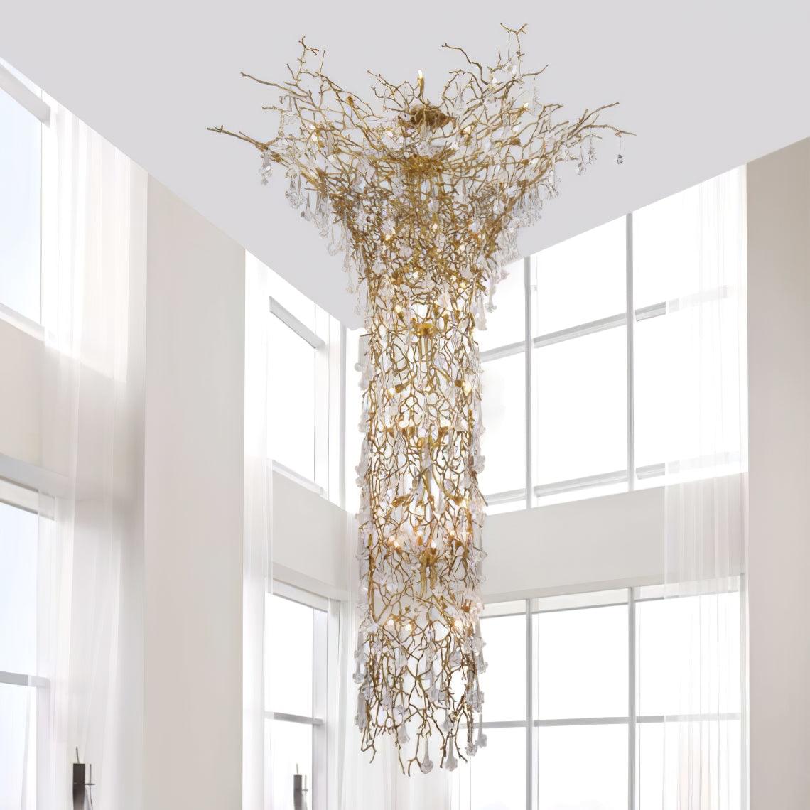 Ivariane Lustre Laiton Cristal Forme Branche d'Arbre et Échelle