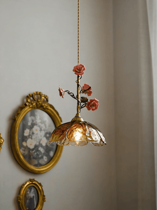 Trellis Rose Pendant Lamp-Neutral Decor