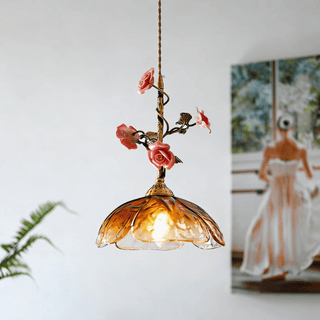 Trellis Rose Pendant Lamp-Neutral Decor