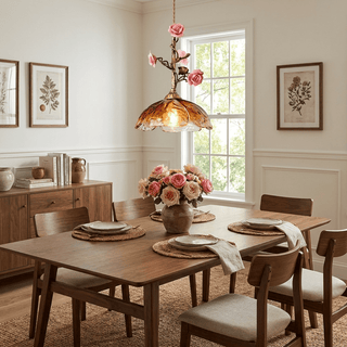 Trellis Rose Pendant Lamp-Neutral Decor
