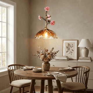 Trellis Rose Pendant Lamp-Neutral Decor
