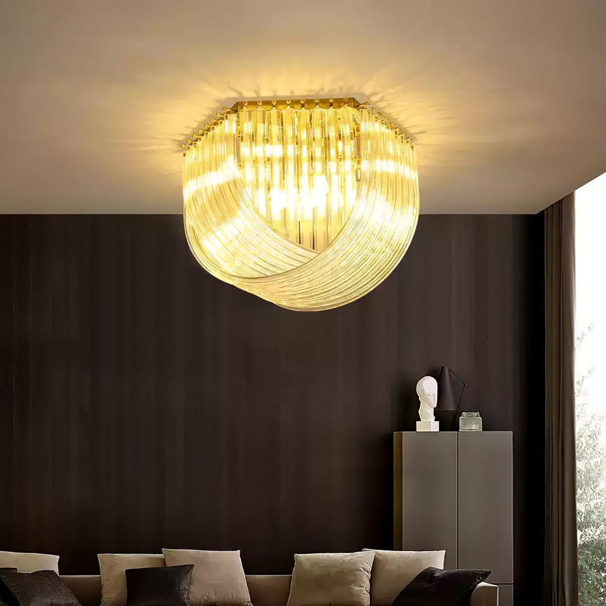 Ilviane Lampe de Plafond en Verre Luxe