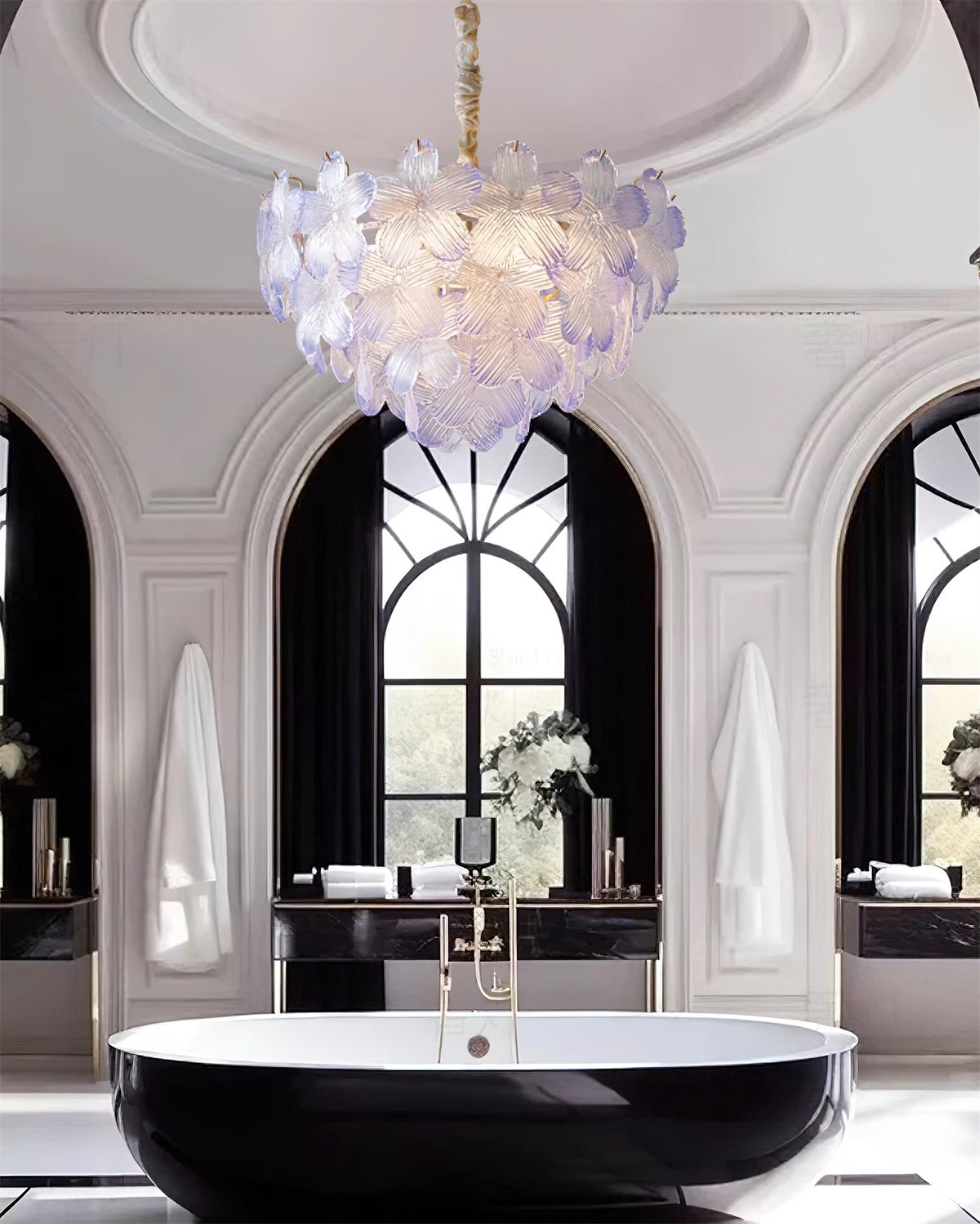 Cavine Pink Glass Flower Chandelier-Neutral Decor