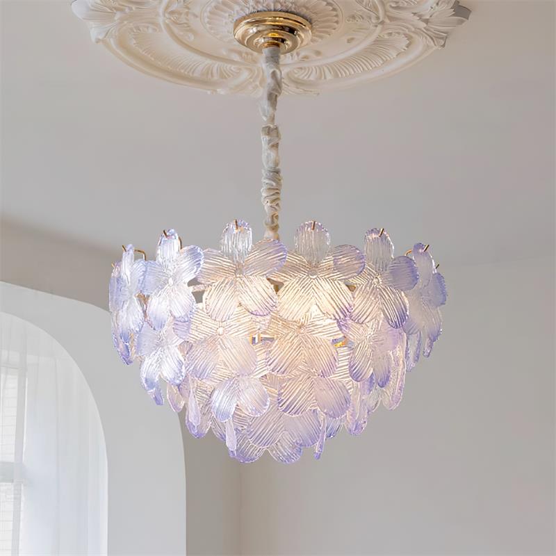 Cavine Pink Glass Flower Chandelier-Neutral Decor