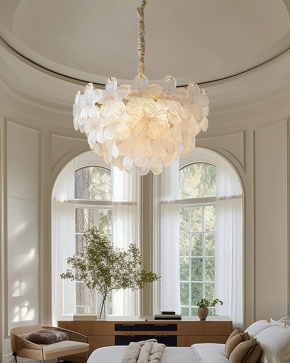 Cavine Pink Glass Flower Chandelier-Neutral Decor