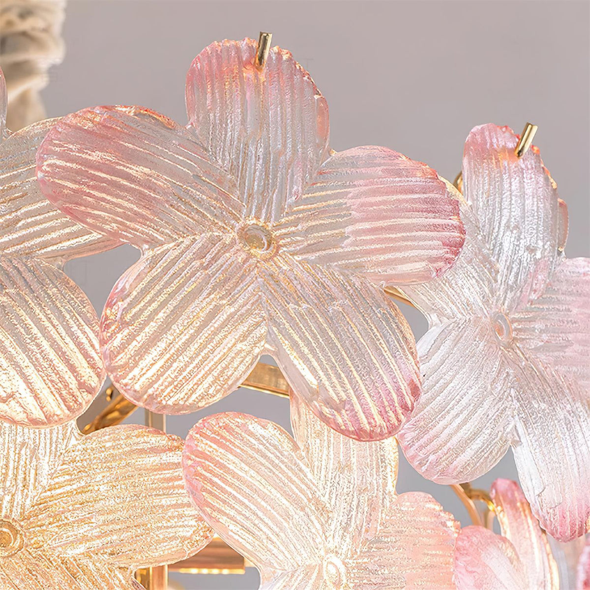 Cavine Pink Glass Flower Chandelier-Neutral Decor
