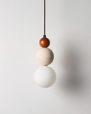 Ritta Suspension Triple Sphère Travertin-Luire