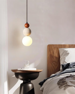 Ritta Suspension Triple Sphère Travertin-Luire