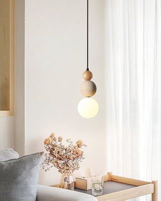 Ritta Suspension Triple Sphère Travertin-Luire