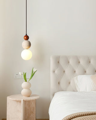Ritta Suspension Triple Sphère Travertin-Luire