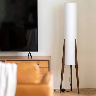 Triluxe Lampadaire en Bois Et Tissu Moderne
