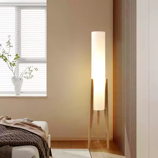 Triluxe Lampadaire en Bois Et Tissu Moderne