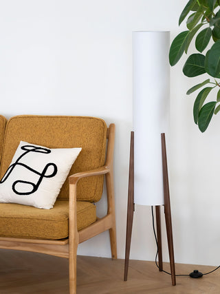Triluxe Lampadaire en Bois Et Tissu Moderne