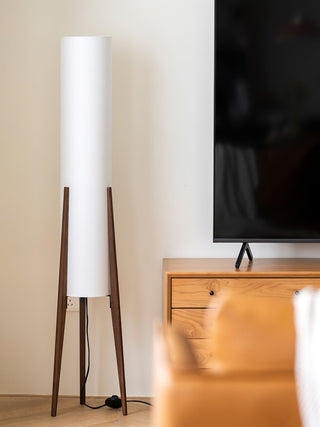 Triluxe Lampadaire en Bois Et Tissu Moderne