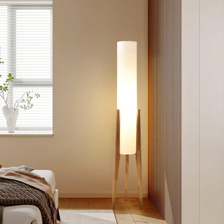 Triluxe Lampadaire en Bois Et Tissu Moderne
