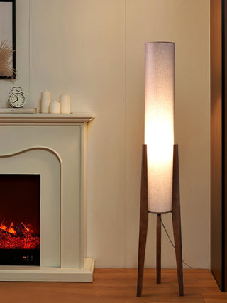 Triluxe Lampadaire en Bois Et Tissu Moderne