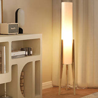 Triluxe Lampadaire en Bois Et Tissu Moderne