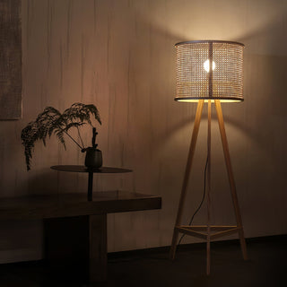 Olsolyra Lampadaire en Rotin Tressé à Trois Pieds