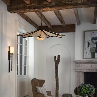 Luma Suspension Abat-jour Pétale Rattan-Luire