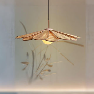 Luma Suspension Abat-jour Pétale Rattan-Luire