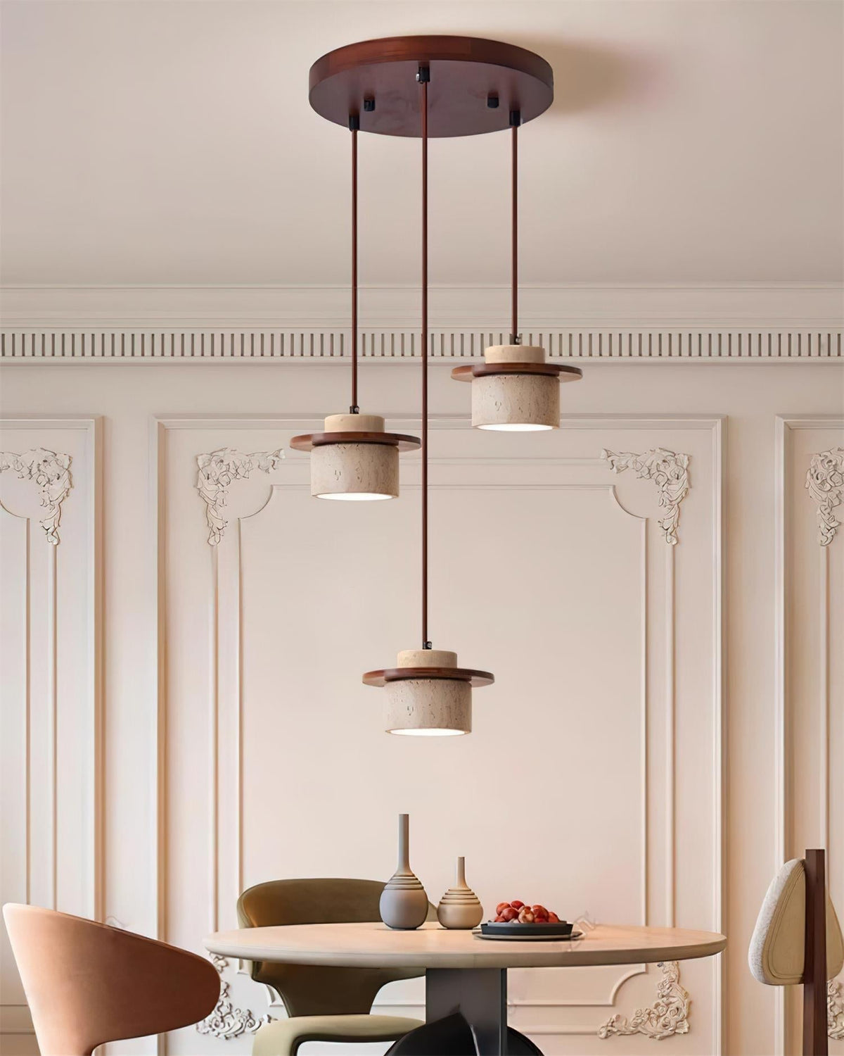 Eluno Pendant Lamp Set Multi-Light Travertine-Neutral Decor