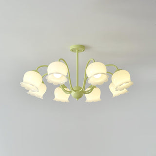 Lustra Lustre Trompette Fleurs Pétales en Verre Pastel