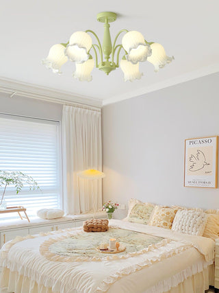 Lustra Lustre Trompette Fleurs Pétales en Verre Pastel