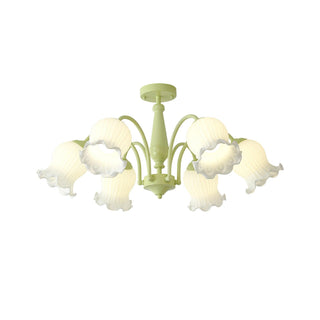 Lustra Lustre Trompette Fleurs Pétales en Verre Pastel