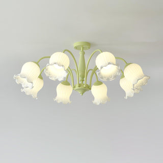 Lustra Lustre Trompette Fleurs Pétales en Verre Pastel