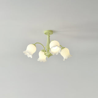 Lustra Lustre Trompette Fleurs Pétales en Verre Pastel