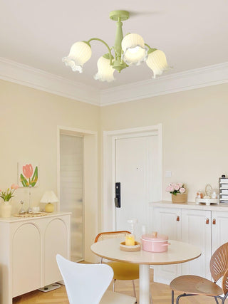 Lustra Lustre Trompette Fleurs Pétales en Verre Pastel