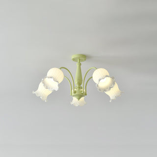 Lustra Lustre Trompette Fleurs Pétales en Verre Pastel