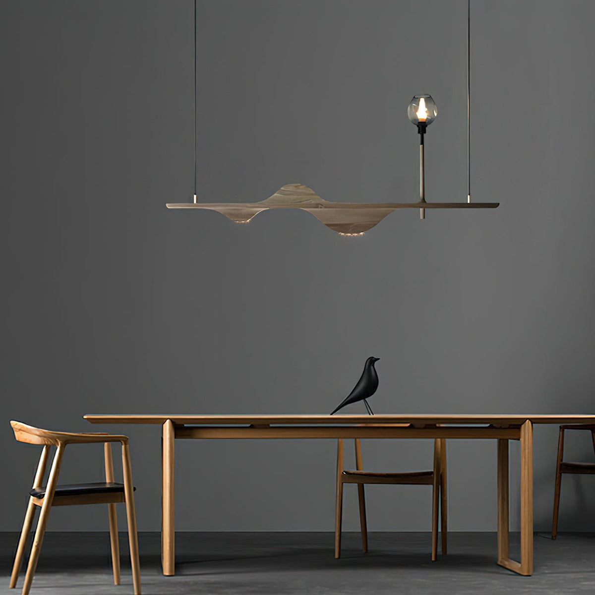 Cushais Vague Bois Pendentif Lumière