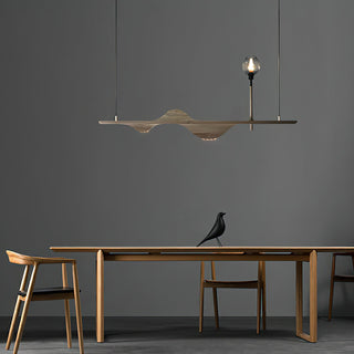 Cushais Vague Bois Pendentif Lumière