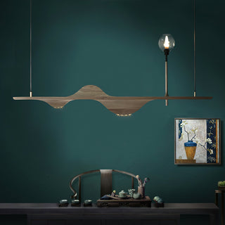 Cushais Vague Bois Pendentif Lumière