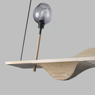 Cushais Vague Bois Pendentif Lumière