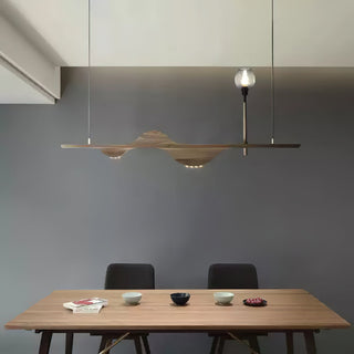 Cushais Vague Bois Pendentif Lumière
