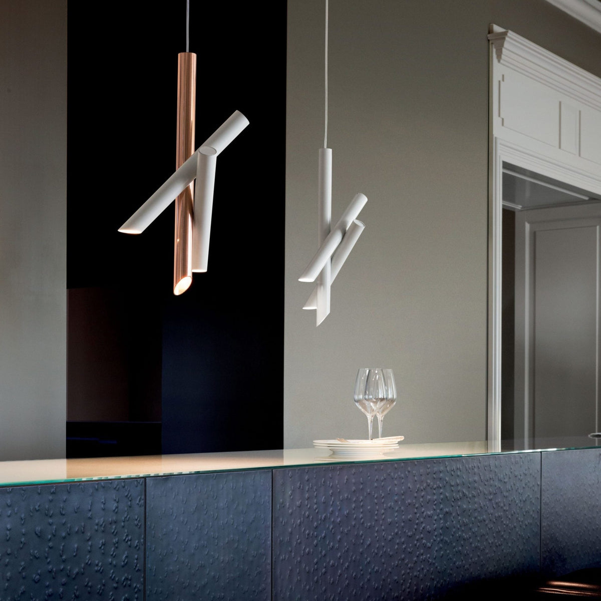 Sorenelle Lampe suspendue tubes aluminium minimaliste