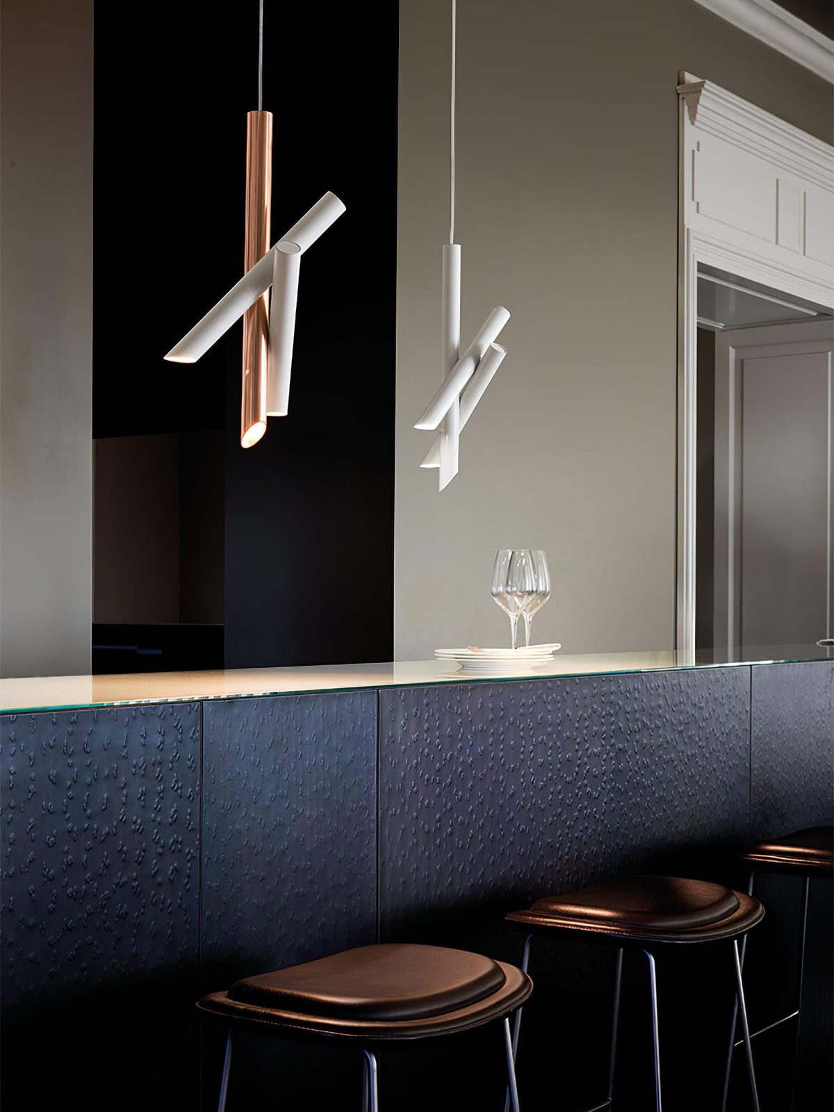 Sorenelle Lampe suspendue tubes aluminium minimaliste