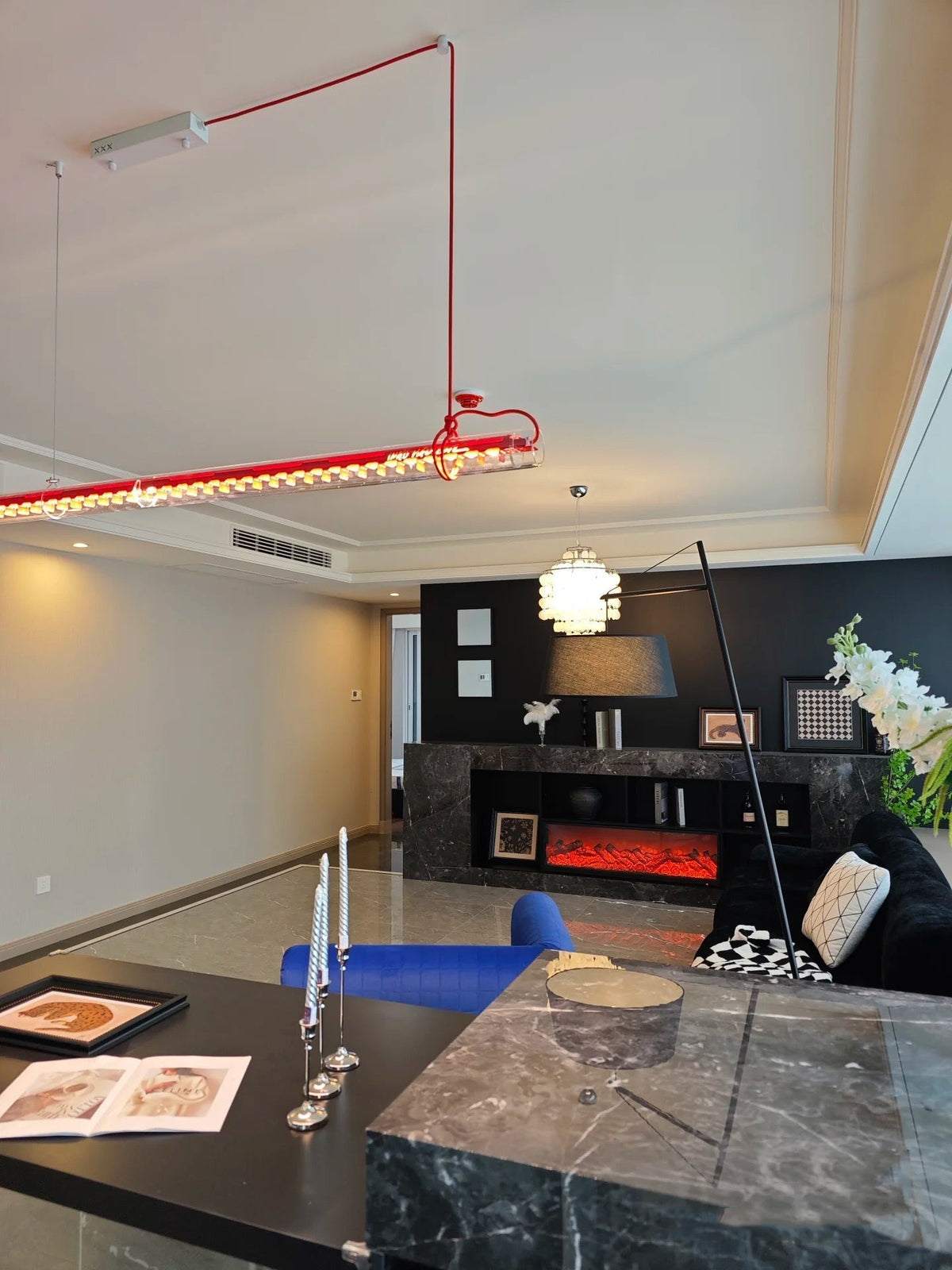 Eronexx Moderne Minimalisme Linéaire LED Verre Lumière Suspension-Cielum