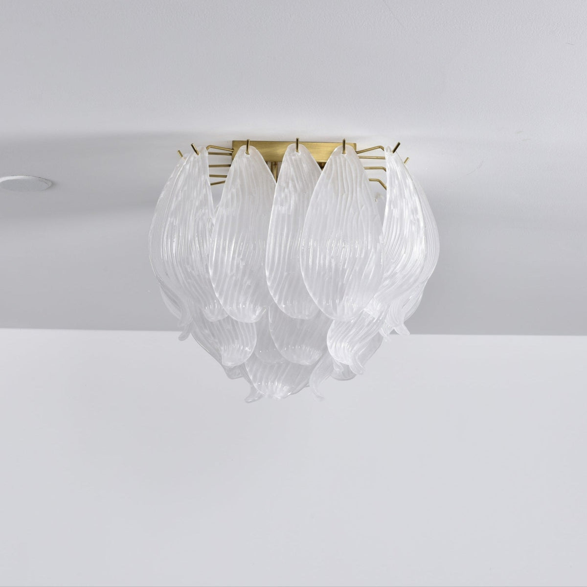 Orlius Plafonnier Murano Pétale Soufflé-Main Verre Applique Plafond